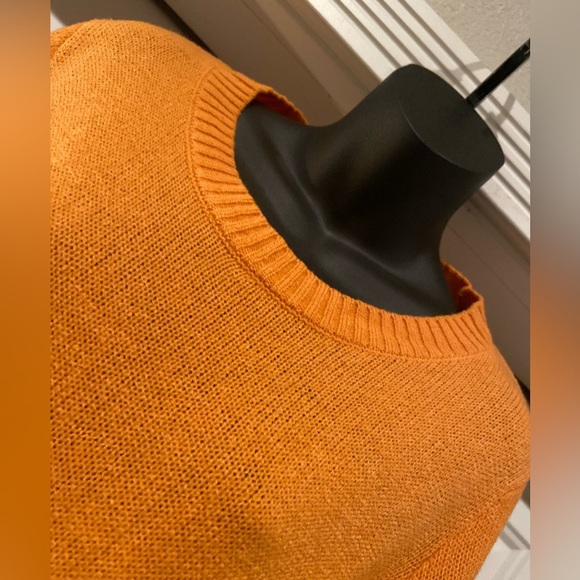 H & M Divided~Bright Orange~Acrylic~Knit~Scoop Neck~Pullover~Sweater~Size L - Picture 6 of 11
